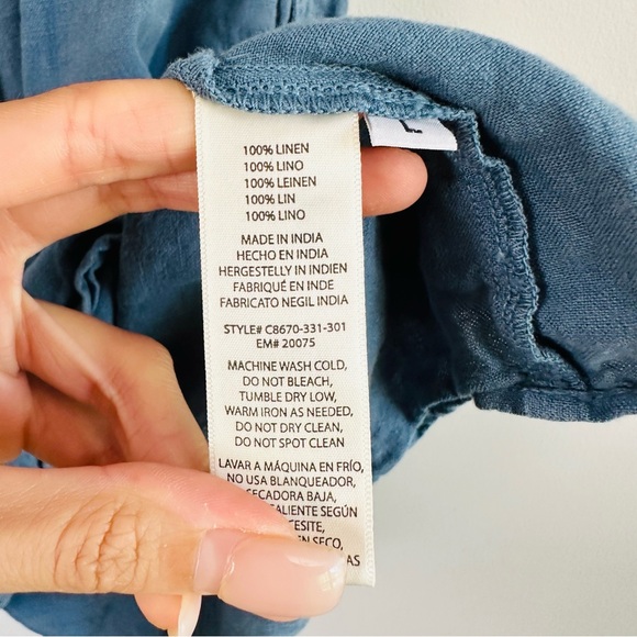 $148 Anthropologie Cloth & Stone Linen Tie Front Mini Dress - Picture 6 of 9